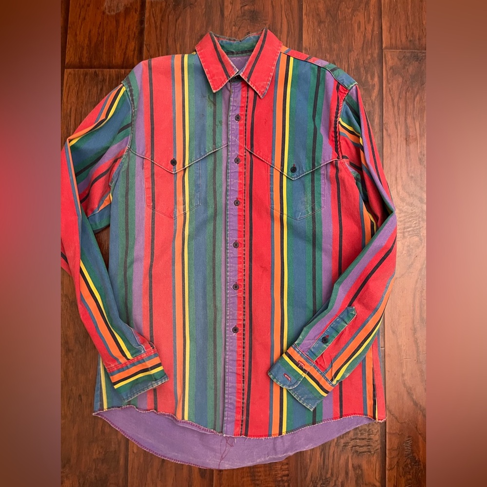 Wrangler Bright Multicolor Striped Button-Down Shirt